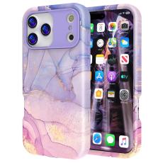  iPhone 17 Pro Skal Hybrid Med Marmor Tryck Lila / Rosa - Teknikhallen.se