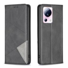  Xiaomi 13 Lite 5G Fodral Geometriskt Flip L&auml;der Svart - Teknikhallen.se