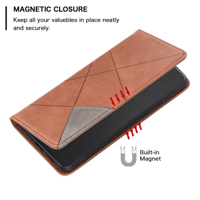 Bild 6,  Xiaomi 13 Lite 5G Fodral Geometriskt Flip Läder Brun - Teknikhallen.se