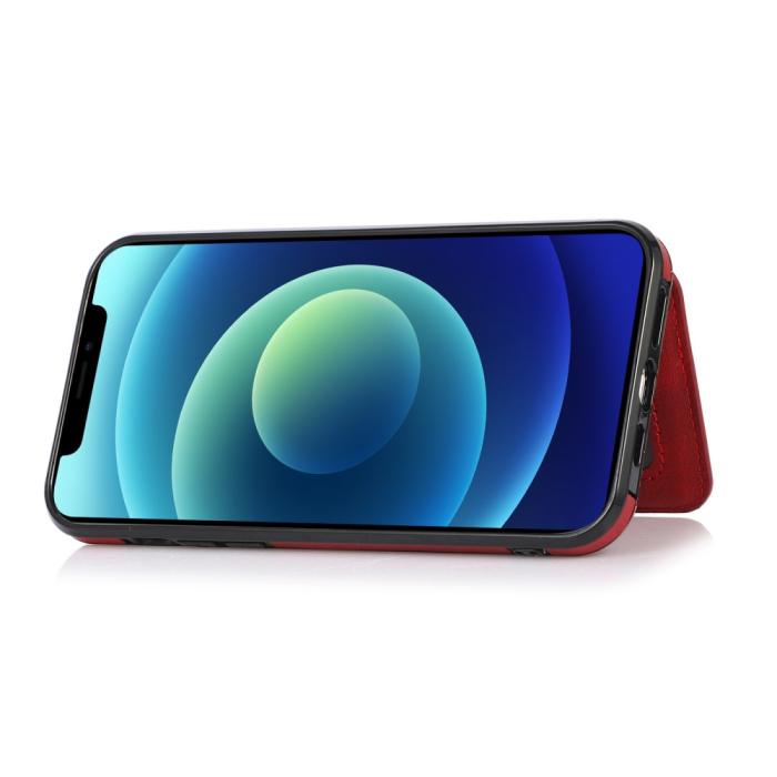 Bild 6,  iPhone 13 Pro Max - Läderbelagt Skal Med Kortfack - Röd - Teknikhallen.se