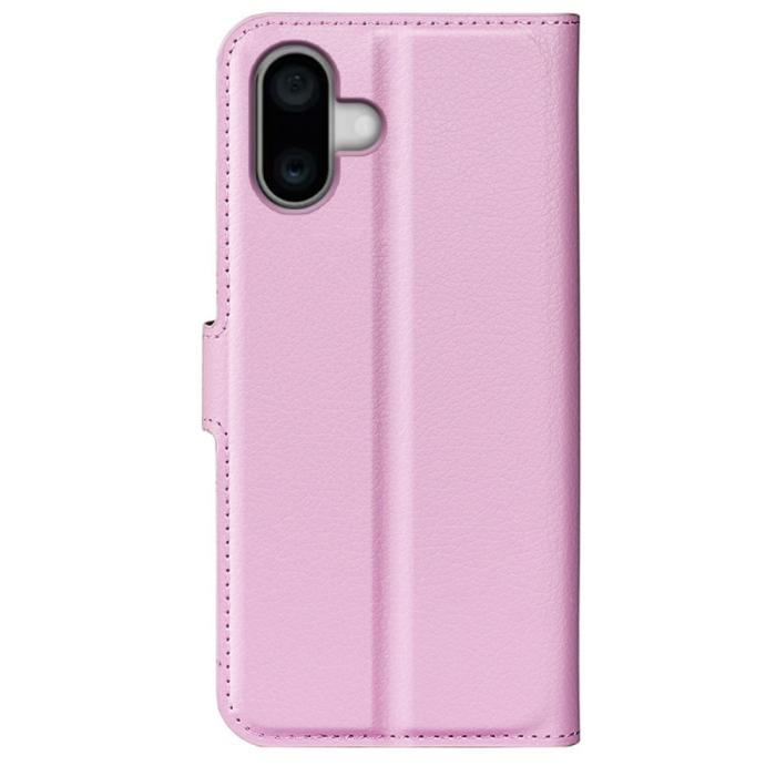 Bild 6,  iPhone 16 Fodral Litchi Textur Läder Ljus Rosa - Teknikhallen.se