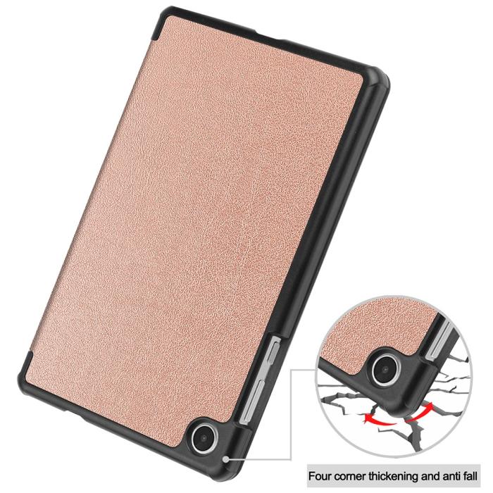 Bild 6,  Lenovo Tab M8 (Gen 4) Fodral Tri-Fold Läder Roséguld - Teknikhallen.se