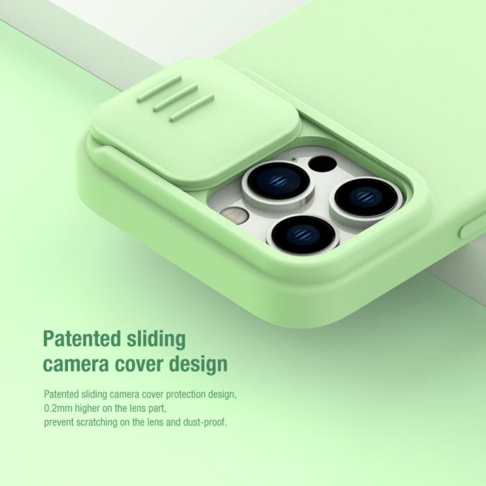 Bild 3, NILLKIN NILLKIN iPhone 14 Pro Max Skal MagSafe CamShield Silky Liquid Grön - Teknikhallen.se