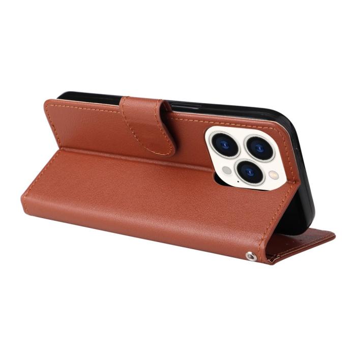 Bild 4,  iPhone 15 Fodral Läder Med Snodd Brun - Teknikhallen.se