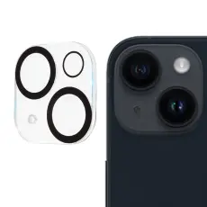  iPhone 15 / 15 Plus Linsskydd 3D H&auml;rdat Glas Transparent - Teknikhallen.se
