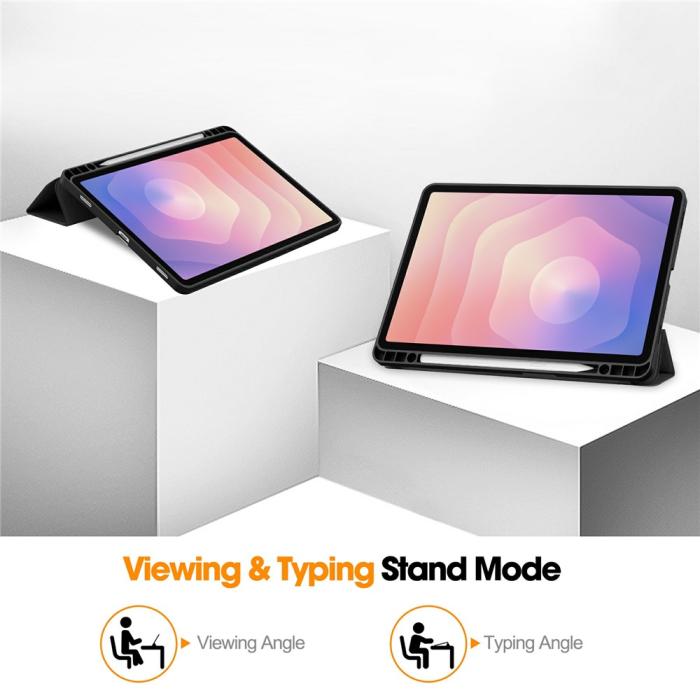 Bild 6,  Samsung Galaxy Tab S11 Fodral Tri-Fold Läder Svart - Teknikhallen.se