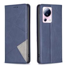  Xiaomi 13 Lite 5G Fodral Geometriskt Flip L&auml;der Bl&aring; - Teknikhallen.se
