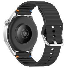  Klockarmband 20 mm Silikon Wave Design Svart - Teknikhallen.se