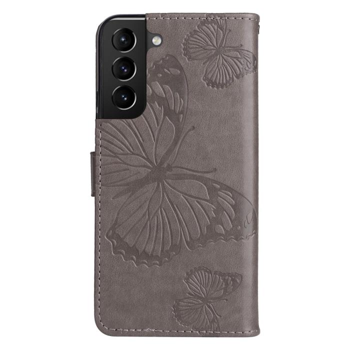 Bild 4,  Samsung Galaxy S22 Plus Fodral Fjärilar Tryckt Läder Grå - Teknikhallen.se