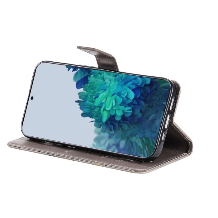 Bild 6,  Samsung Galaxy S22 Plus Fodral Fjärilar Tryckt Läder Grå - Teknikhallen.se