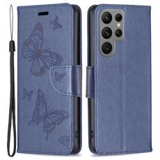  Samsung Galaxy S23 Ultra Fodral Tryckta Fj&auml;rilar Bl&aring; - Teknikhallen.se