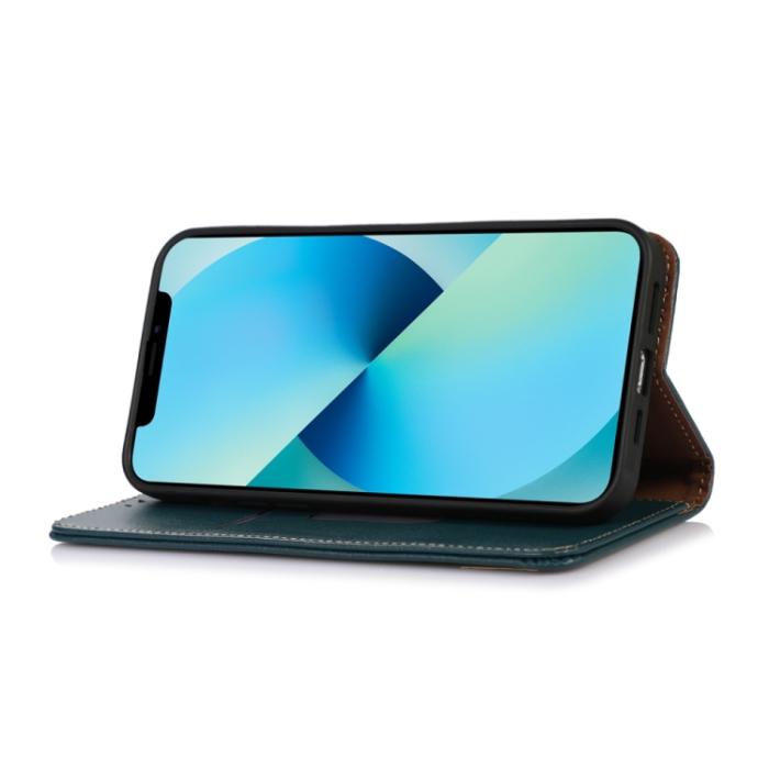 Bild 5, KHAZNEH KHAZNEH iPhone 15 Pro Fodral Flip Nappa Textur Grön - Teknikhallen.se