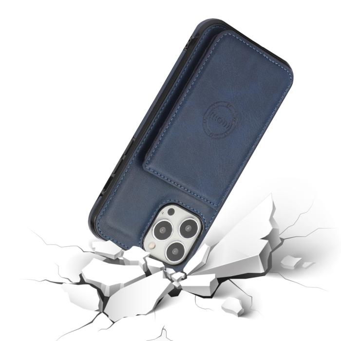 Bild 2,  iPhone 13 Pro Max - Läderbelagt Skal Med Kortfack - Blå - Teknikhallen.se