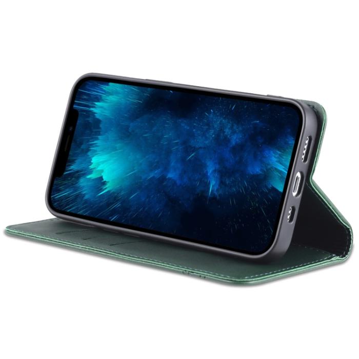 Bild 4, AZNS AZNS iPhone 14 Plus Fodral Flip Läder Mörk Grön - Teknikhallen.se