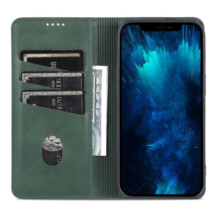 Bild 5, AZNS AZNS iPhone 14 Plus Fodral Flip Läder Mörk Grön - Teknikhallen.se