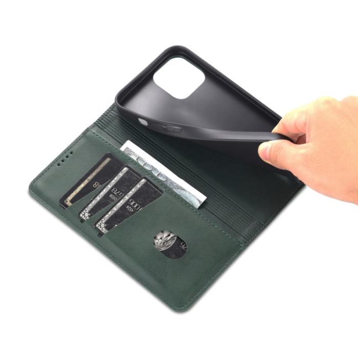 Bild 6, AZNS AZNS iPhone 14 Plus Fodral Flip Läder Mörk Grön - Teknikhallen.se