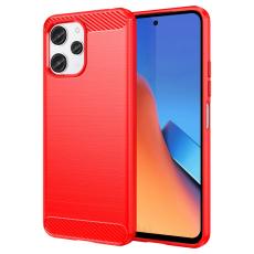  Xiaomi Redmi 12 5G/4G Skal Borstad St&aring;l Textur R&ouml;d - Teknikhallen.se