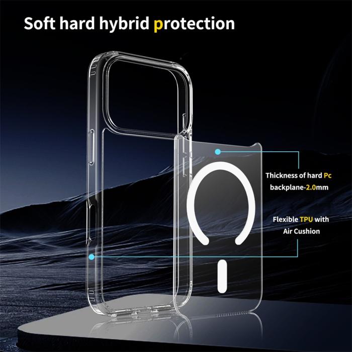Bild 4,  iPhone 18 Pro Max / 17 Pro Max Skal MagSafe TPU Transparent - Teknikhallen.se
