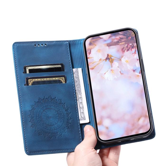 Bild 5,  Honor X5c Plus Fodral Flip Mandala Läder Blå - Teknikhallen.se