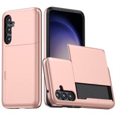  Samsung Galaxy A55 5G Skal Hybrid Med Kortfack Ros&eacute;guld - Teknikhallen.se