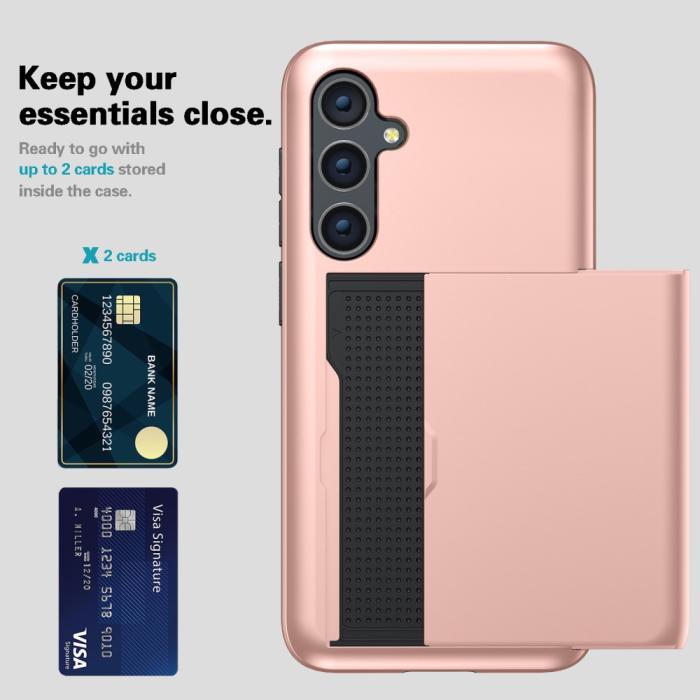 Bild 6,  Samsung Galaxy A55 5G Skal Hybrid Med Kortfack Roséguld - Teknikhallen.se