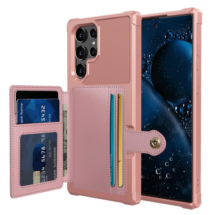 Bild 2,  Samsung Galaxy S22 Ultra Skal Med Magnetisk Plånbok Roséguld - Teknikhallen.se