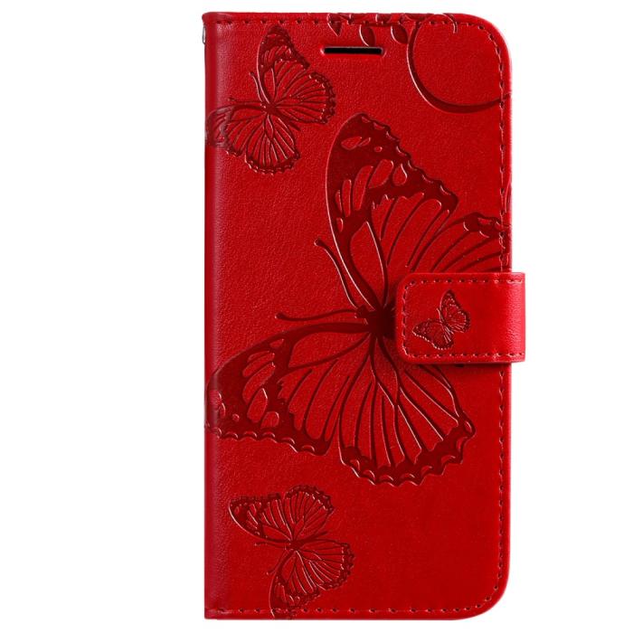 Bild 2,  Samsung Galaxy S22 Plus Fodral Fjärilar Tryckt Läder Röd - Teknikhallen.se