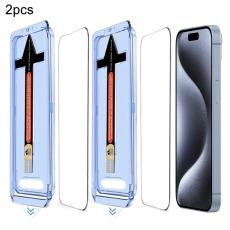  iPhone 15 Pro 2-PACK Sk&auml;rmskydd Helt&auml;ckande H&auml;rdat Glas - Teknikhallen.se