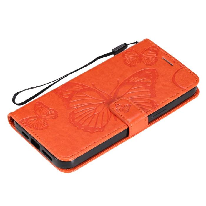 Bild 6,  iPhone 13 Pro Max - Butterfly Läder Fodral - Orange - Teknikhallen.se