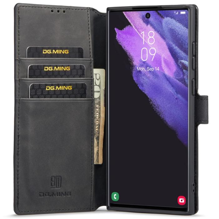 Bild 5, DG.MING DG.MING Samsung Galaxy S22 Ultra Fodral Retro Läder Svart - Teknikhallen.se