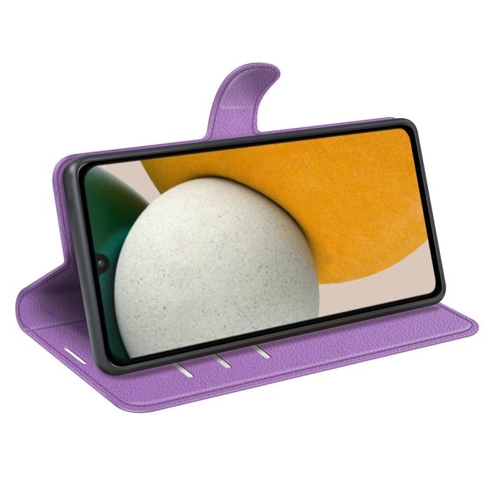 Bild 3,  Samsung Galaxy A15 5G Fodral Litchi Läder Lila - Teknikhallen.se