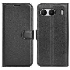  OnePlus Nord 4 Fodral Litchi L&auml;der Svart - Teknikhallen.se
