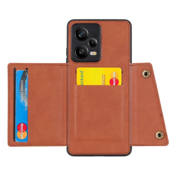 Bild 2,  Xiaomi Redmi Note 12 Pro 5G Skal Läder Med Kortfack Och Magnet - Teknikhallen.se