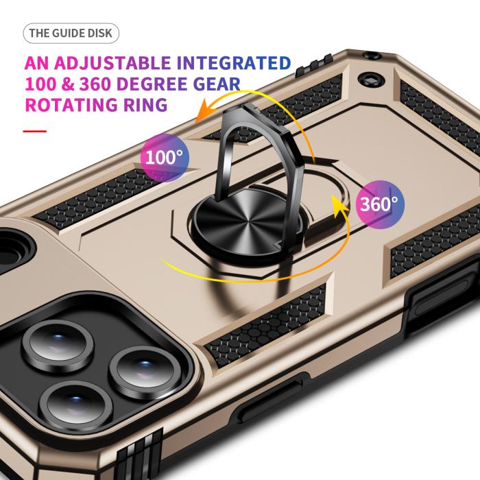 Bild 3,  iPhone 17 Pro Skal Shockproof Hybrid Ring Guld - Teknikhallen.se