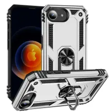 iPhone 17e / 16e Skal Shockproof Hybrid Ring Silver - Teknikhallen.se