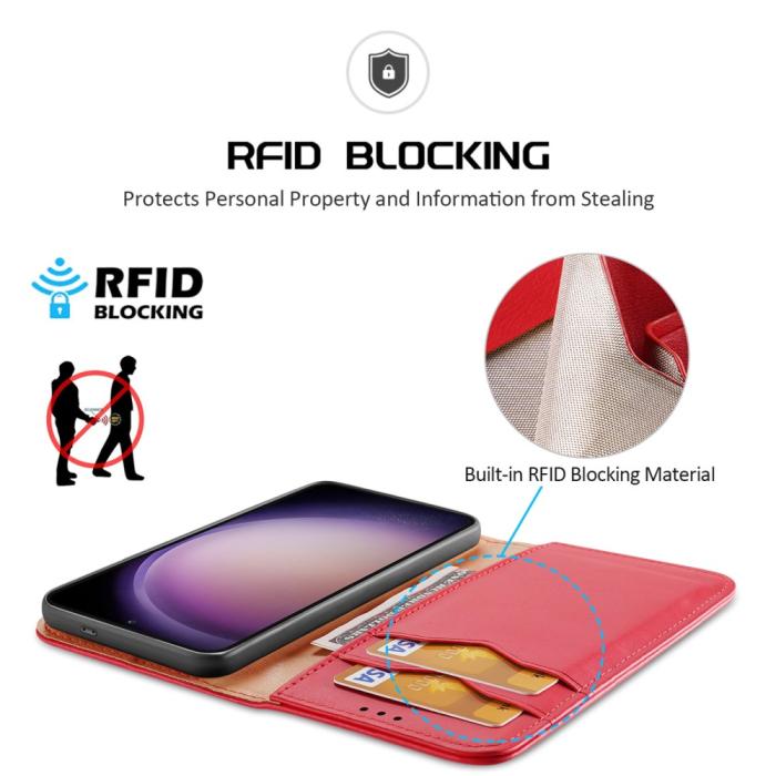 Bild 4, DUX DUCIS DUX DUCIS Galaxy S24 Plus Fodral RFID Hivo Äkta Läder Röd - Teknikhallen.se