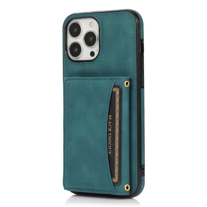 Bild 2,  iPhone 15 Plus Skal Kickstand Med Kortfack Blå - Teknikhallen.se
