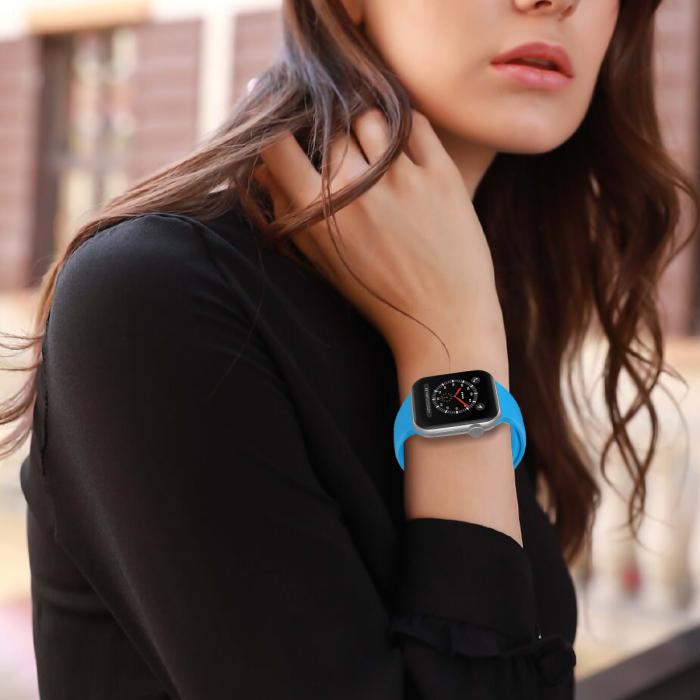 Bild 5, ColorPop Apple Watch 42/44/45/46/49 mm Silikon Armband (M/L) Blå - Teknikhallen.se