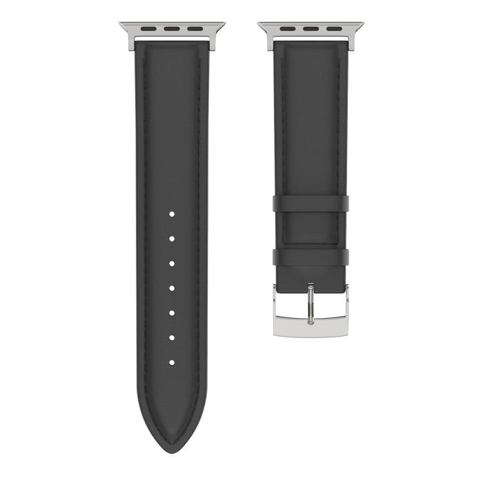 Bild 3, ColorPop Äkta Läder Armband Apple Watch 42/44/45/46/49 mm Svart - Teknikhallen.se
