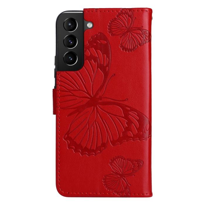 Bild 4,  Samsung Galaxy S22 Plus Fodral Fjärilar Tryckt Läder Röd - Teknikhallen.se