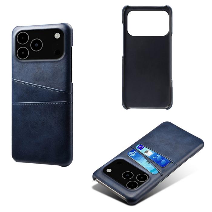 Bild 2,  iPhone 17 Pro Max Skal Med Kortfack Läder Blå - Teknikhallen.se