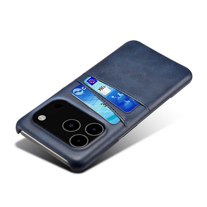 Bild 3,  iPhone 17 Pro Max Skal Med Kortfack Läder Blå - Teknikhallen.se