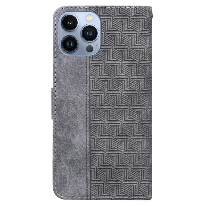 Bild 3,  iPhone 14 Pro Max Fodral Geometrisk Läder Grå - Teknikhallen.se