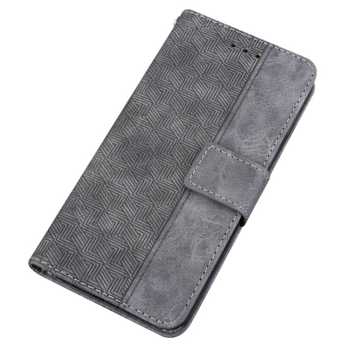 Bild 5,  iPhone 14 Pro Max Fodral Geometrisk Läder Grå - Teknikhallen.se