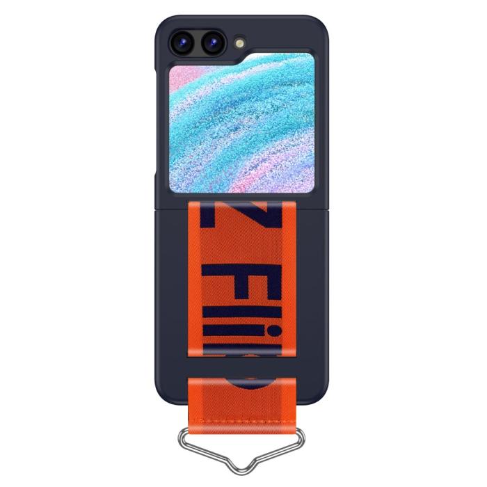 Bild 2,  Samsung Galaxy Z Flip 5 Skal Bälte Mörk Blå/Orange - Teknikhallen.se