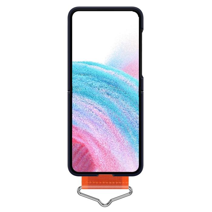 Bild 3,  Samsung Galaxy Z Flip 5 Skal Bälte Mörk Blå/Orange - Teknikhallen.se