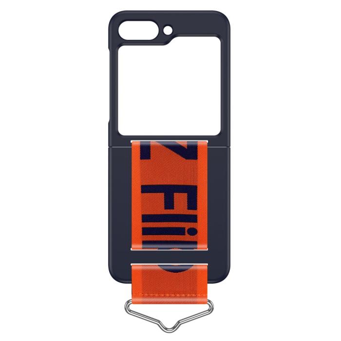 Bild 4,  Samsung Galaxy Z Flip 5 Skal Bälte Mörk Blå/Orange - Teknikhallen.se