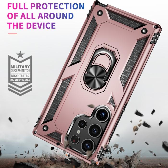 Bild 2,  Samsung Galaxy S24 Ultra Skal Ring Hybrid Armor Roséguld - Teknikhallen.se