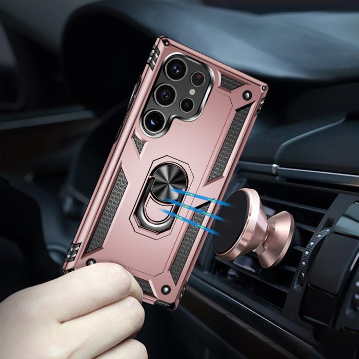 Bild 4,  Samsung Galaxy S24 Ultra Skal Ring Hybrid Armor Roséguld - Teknikhallen.se