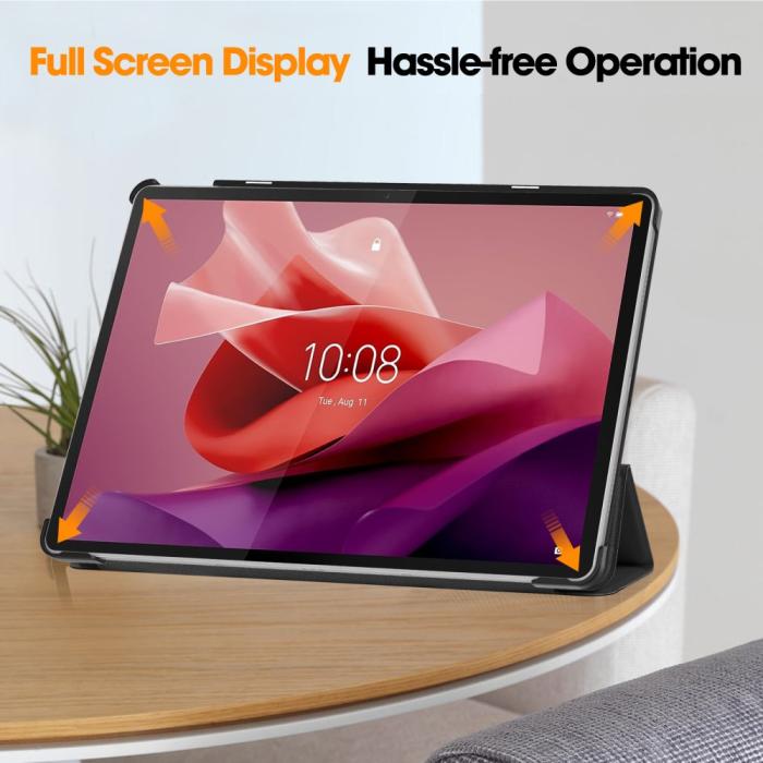 Bild 5,  Lenovo Tab P12 Fodral Tri-Fold Läder Svart - Teknikhallen.se